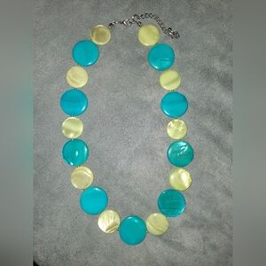 Eye Catching Blue and Yellow Shell Necklace